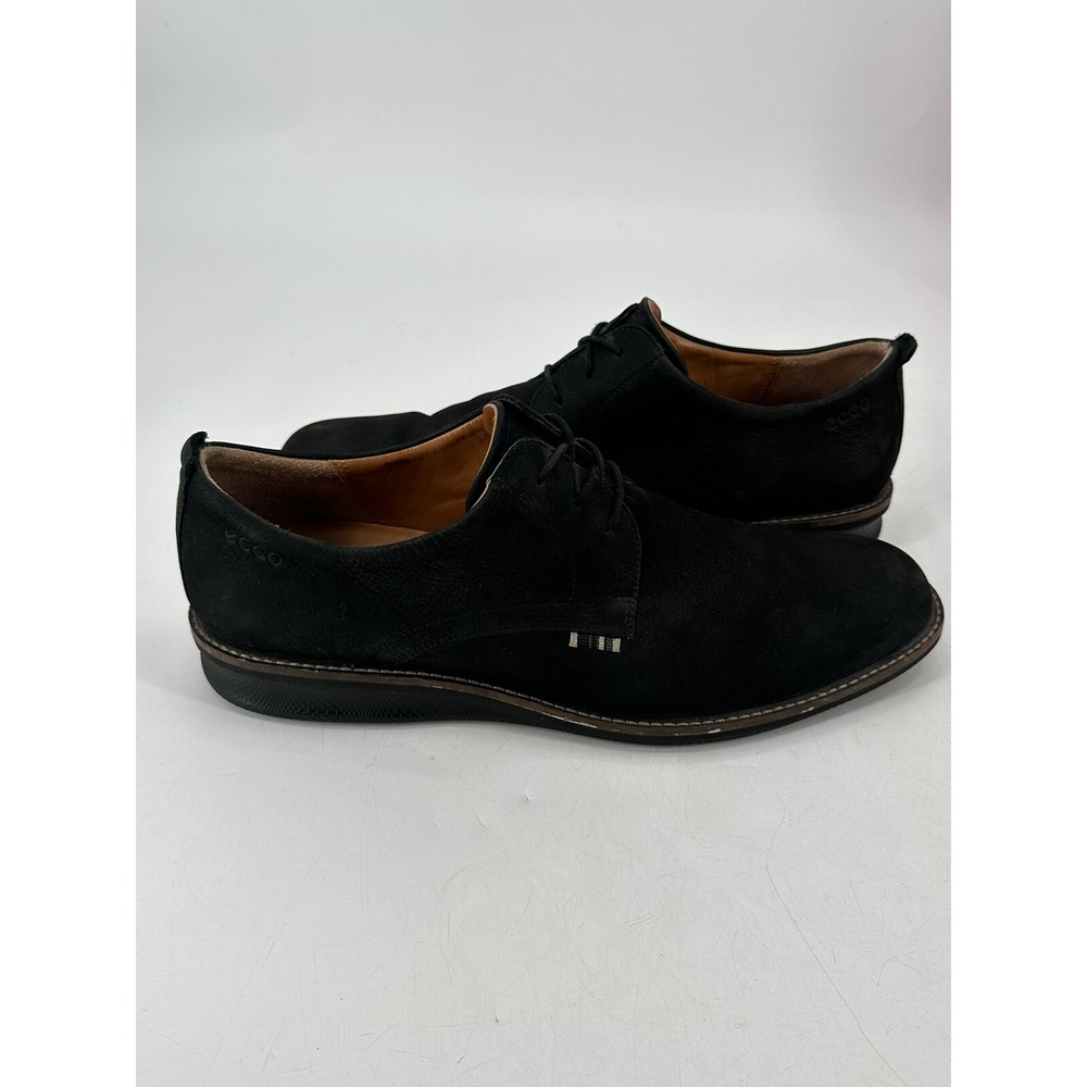 Ecco Men's Matte Black Textured Nubuck Plain Toe Modern Hybrid Oxfords Sz 46/ 12